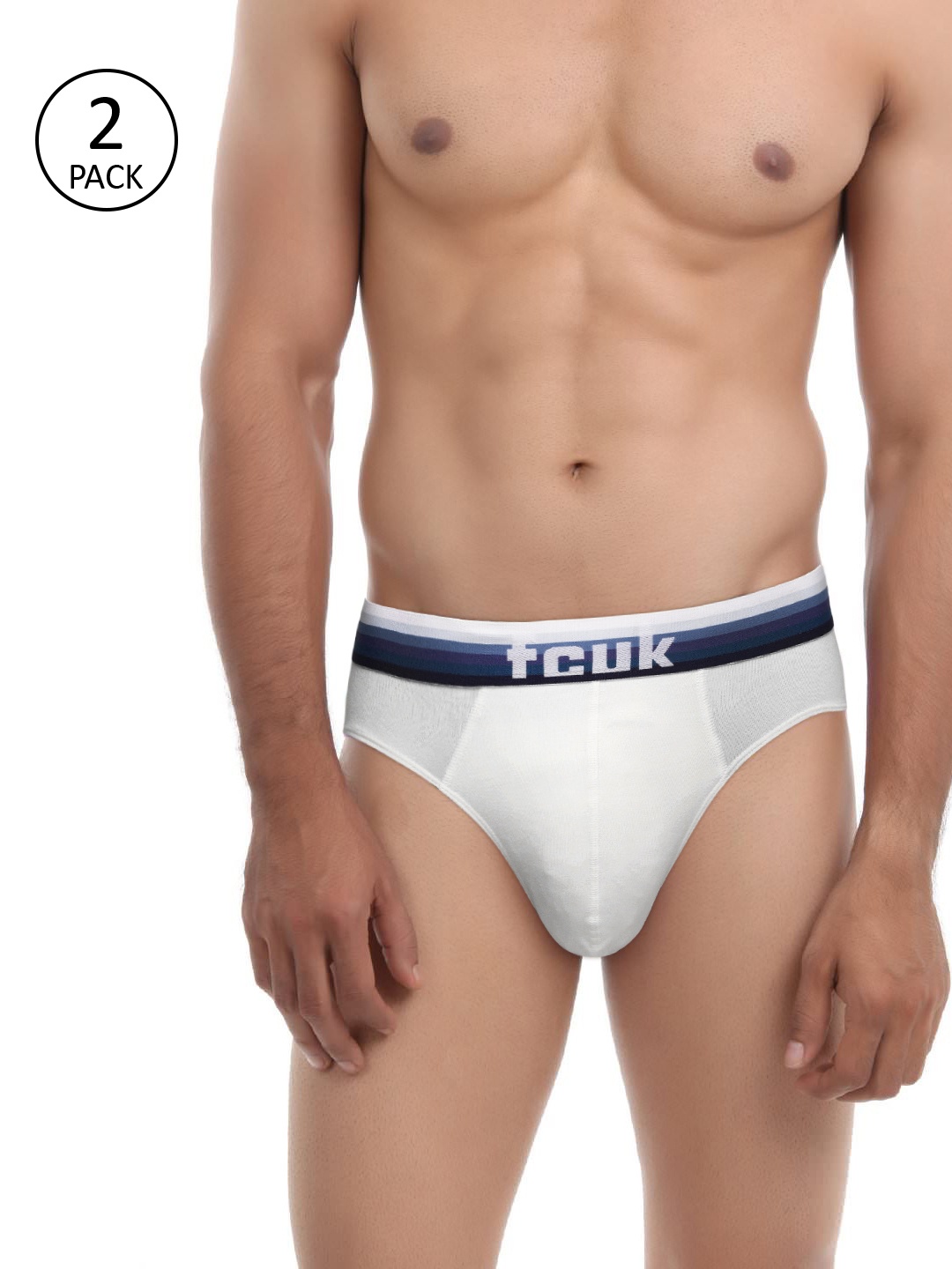 

FCUK Men White Pack of 2 Solid Briefs