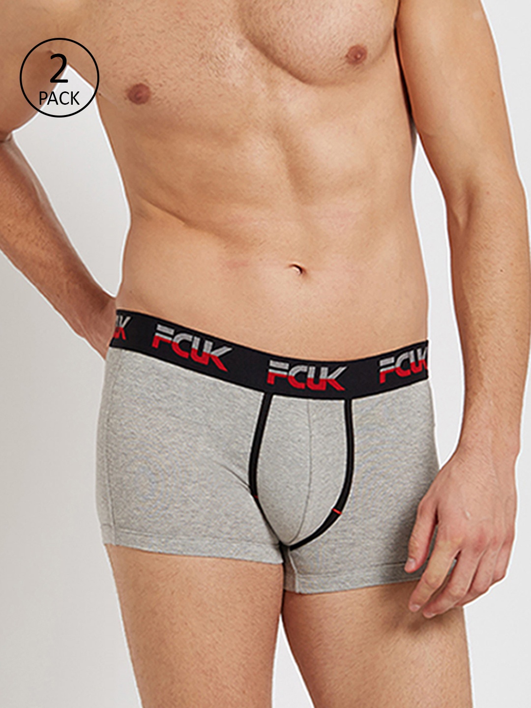 

FCUK Men Grey Melange Pack of 2 ACTIVE Trunks