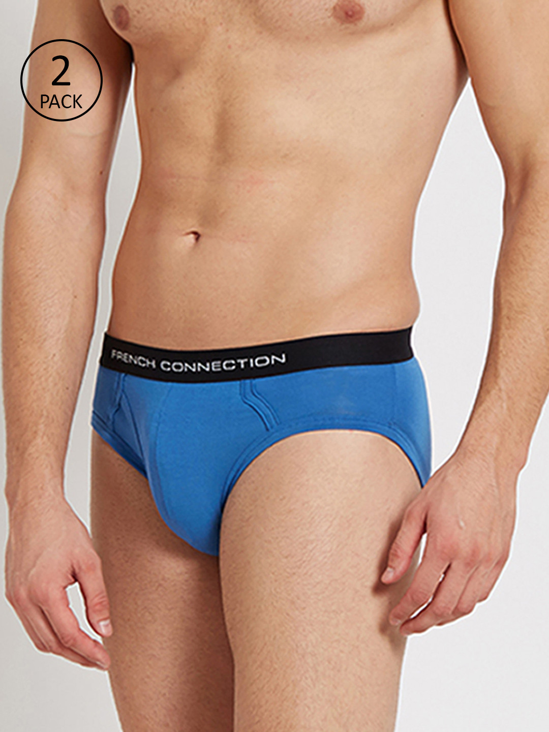 

FCUK Men Pack Of 2 Blue Solid Mode Mid-Rise Briefs