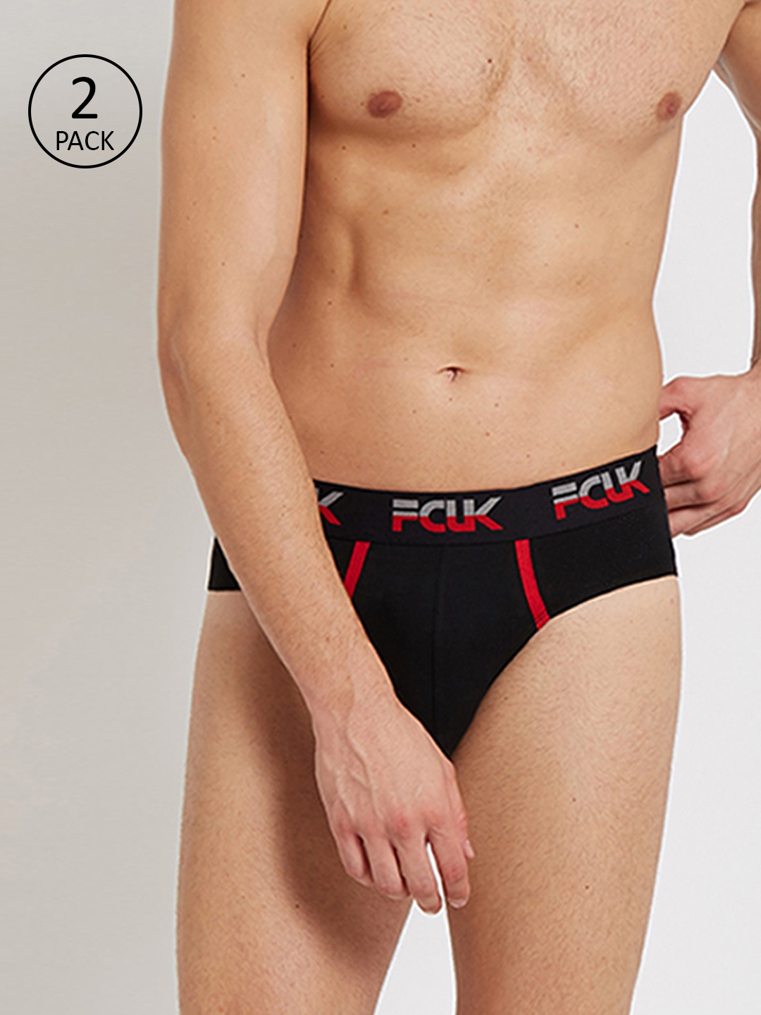 

FCUK Men Black Pack of 2 Solid Briefs