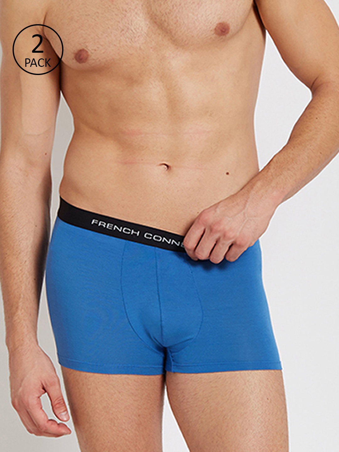 

FCUK Men Pack of 2 Blue Solid Mode Mid-Rise Trunks