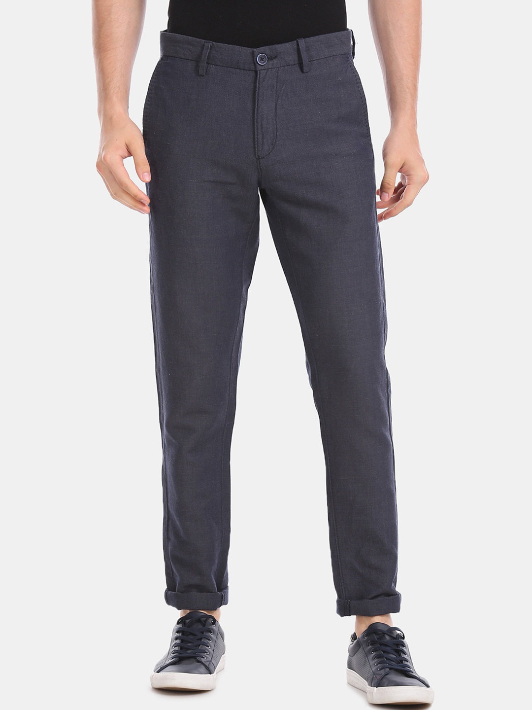 

U.S. Polo Assn. Men Blue Regular Fit Solid Trousers