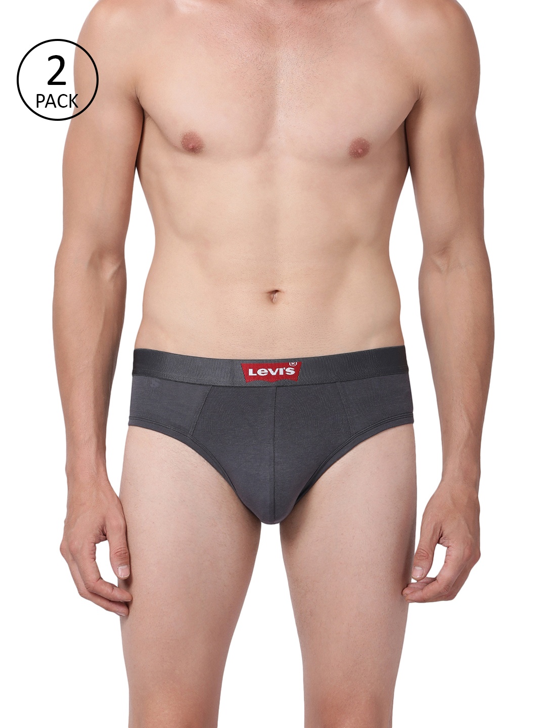 

Levis Men Pack of 2 Solid Briefs, Charcoal