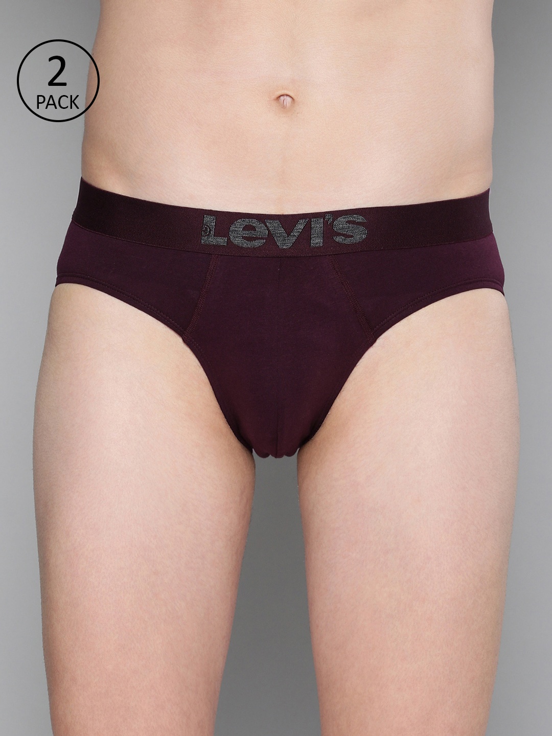 

Levis Men Pack of 2 Solid Briefs, Burgundy