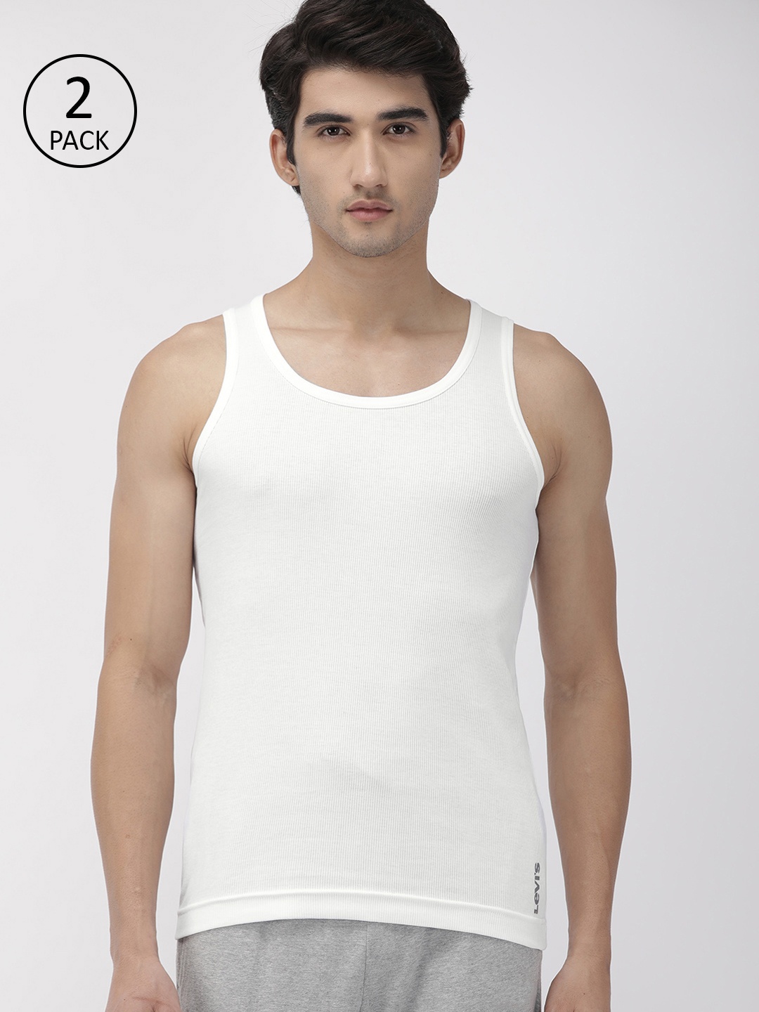 

Levis Men Pack of 2 Basic Innerwear Vest, White