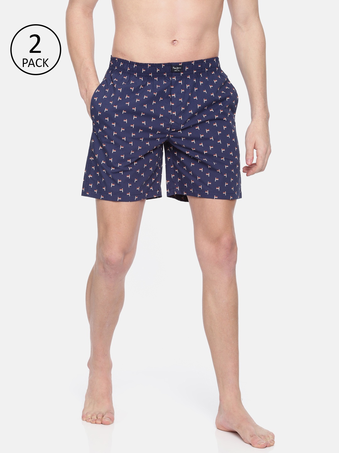 

Pepe Jeans Men Pack of 2 Navy Blue Printed Boxers