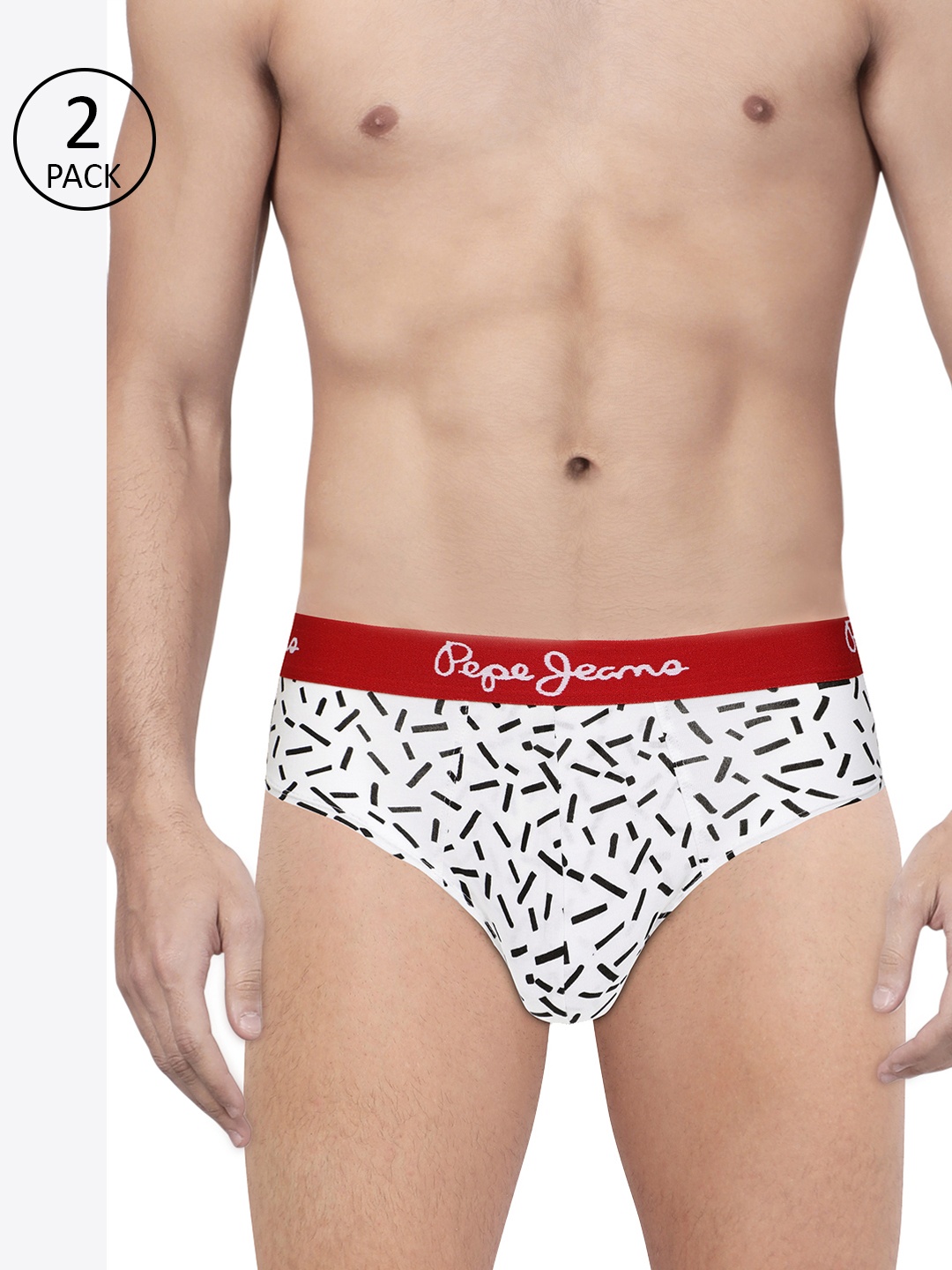 

Pepe Jeans Men Pack of 2 White Printed Briefs