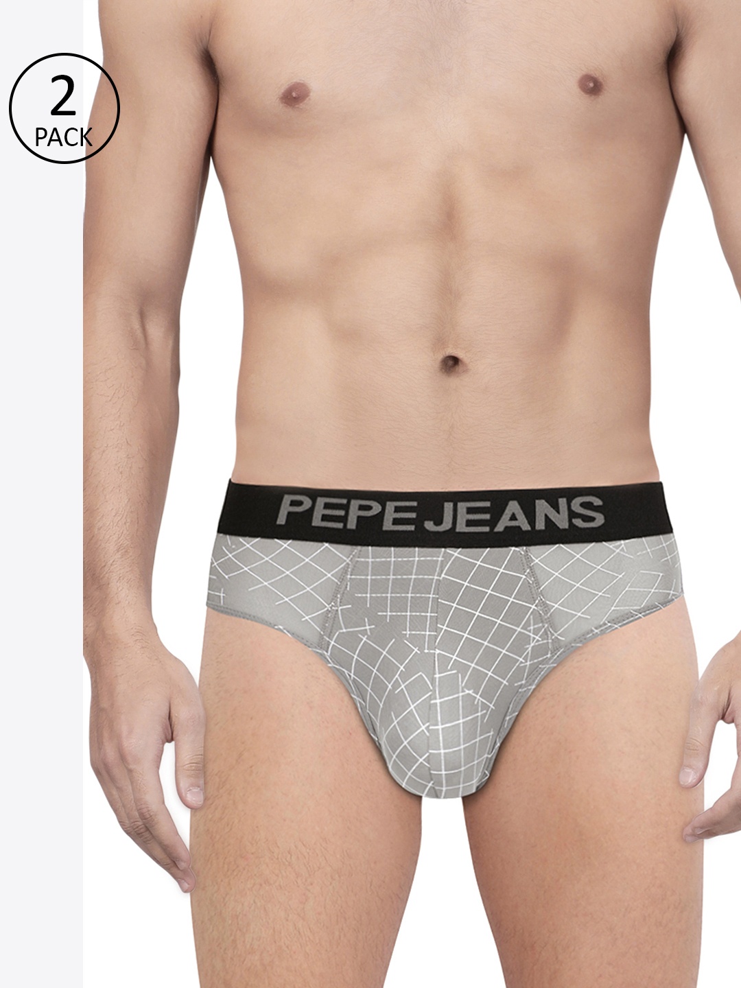 

Pepe Jeans Men Pack of 2 Grey Printed Sport Briefs