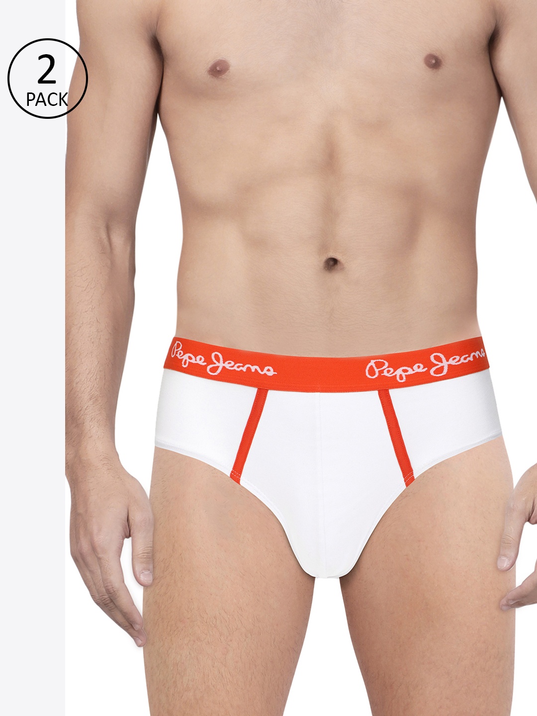 

Pepe Jeans Men Pack of 2 White Solid Briefs 8936495-2