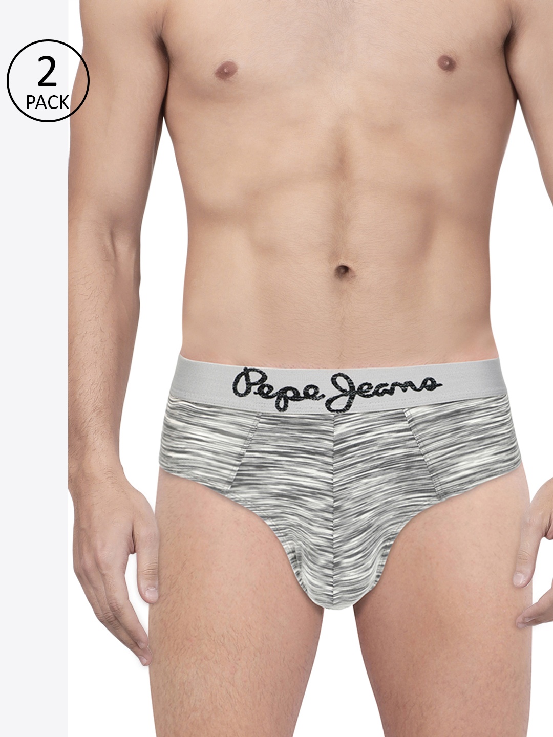 

Pepe Jeans Men Pack of 2 Grey Printed Briefs 8936577-2