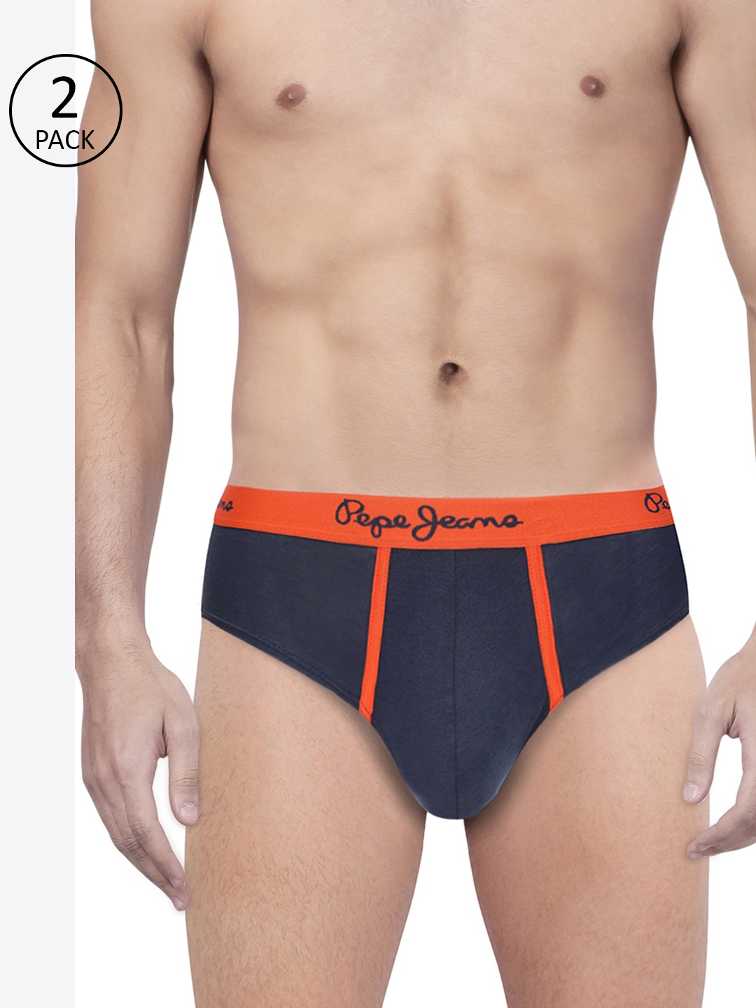 

Pepe Jeans Men Pack of 2 Navy Blue Solid Briefs 8936555-2