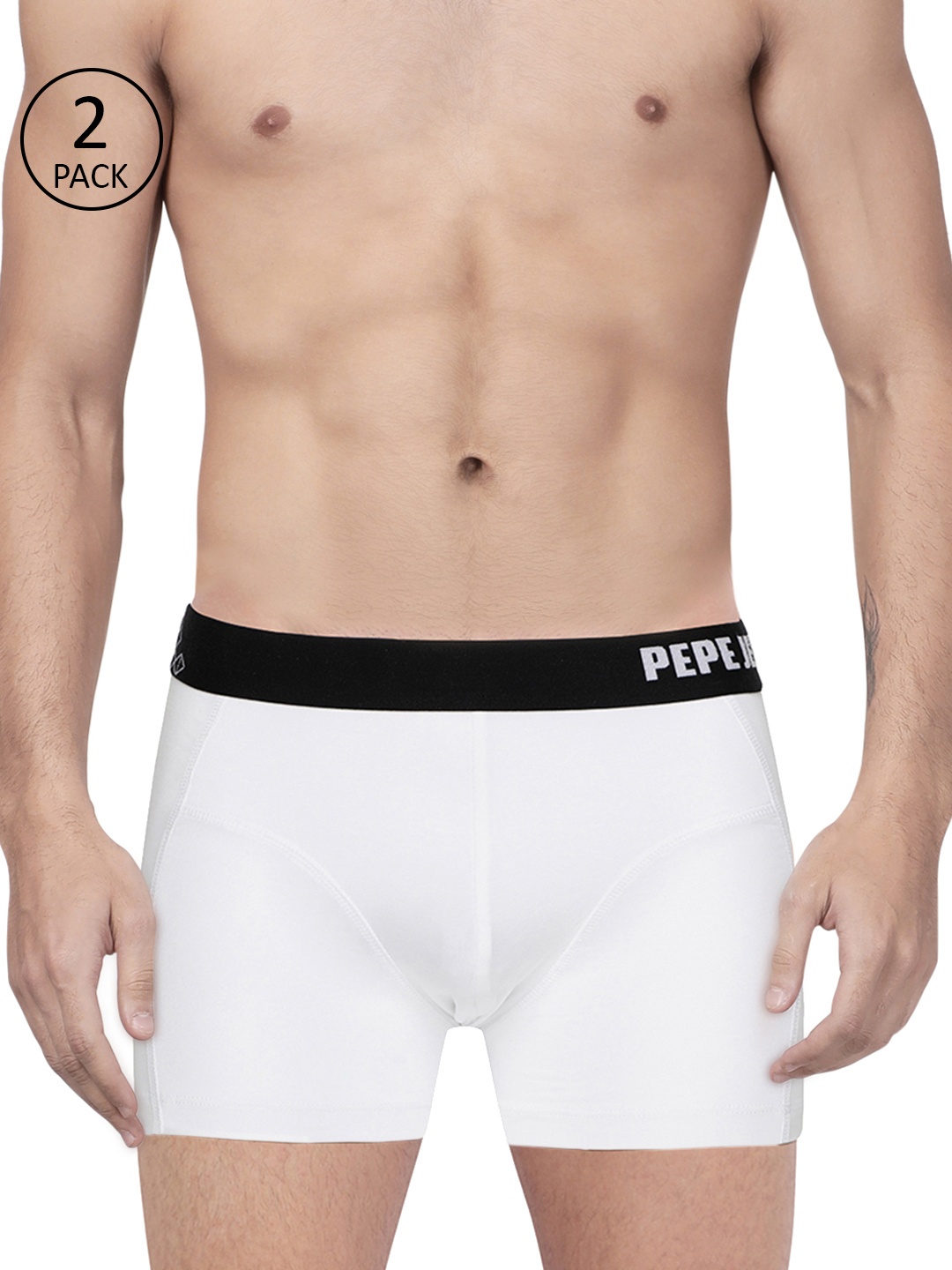 

Pepe Jeans Men Pack of 2 White Solid Trunks 8937193-2