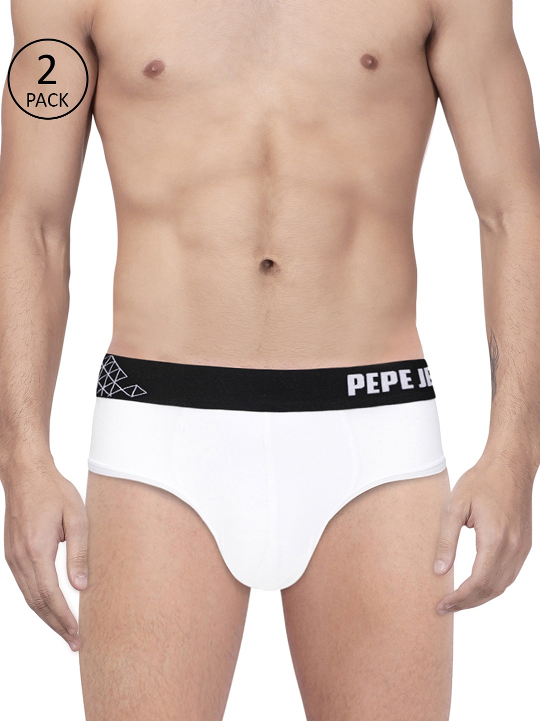 

Pepe Jeans Men Pack of 2 White Solid Briefs 8936327-2