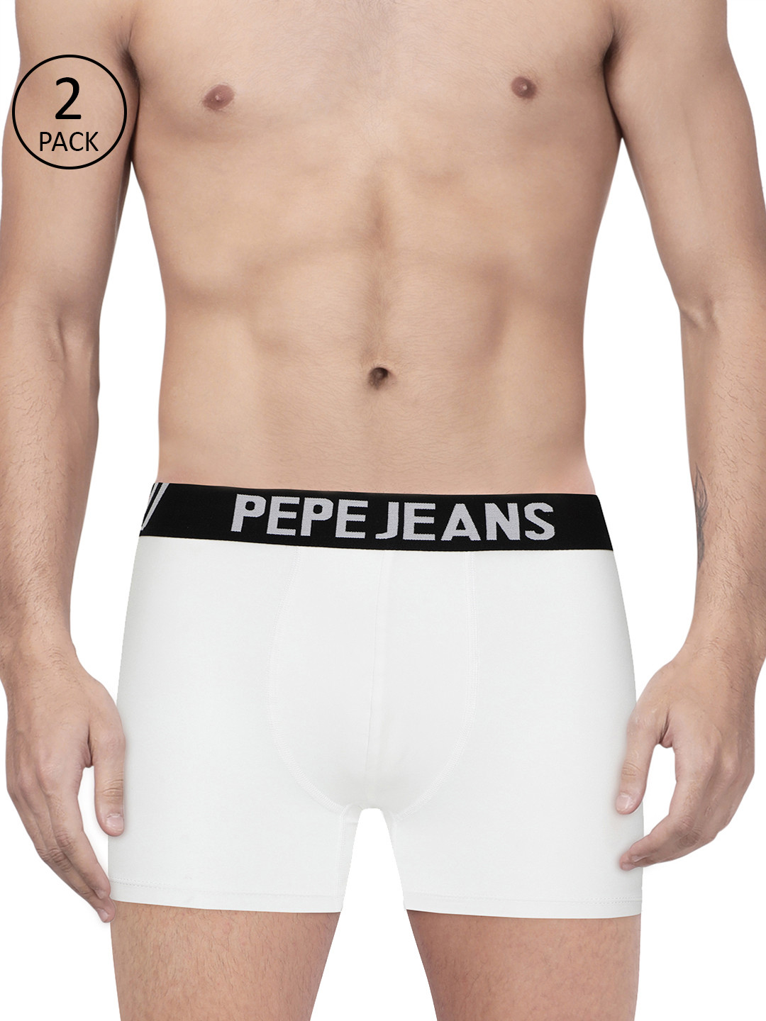 

Pepe Jeans Men Pack of 2 White Solid Trunks 8937249-2