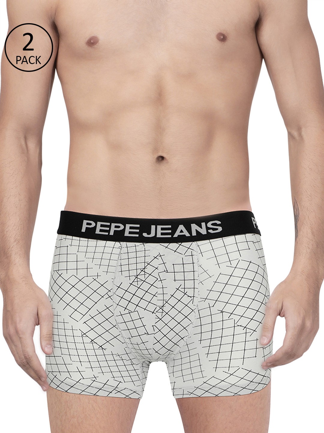 

Pepe Jeans Men Pack of 2 Grey & Black Printed Trunks 8936989-2