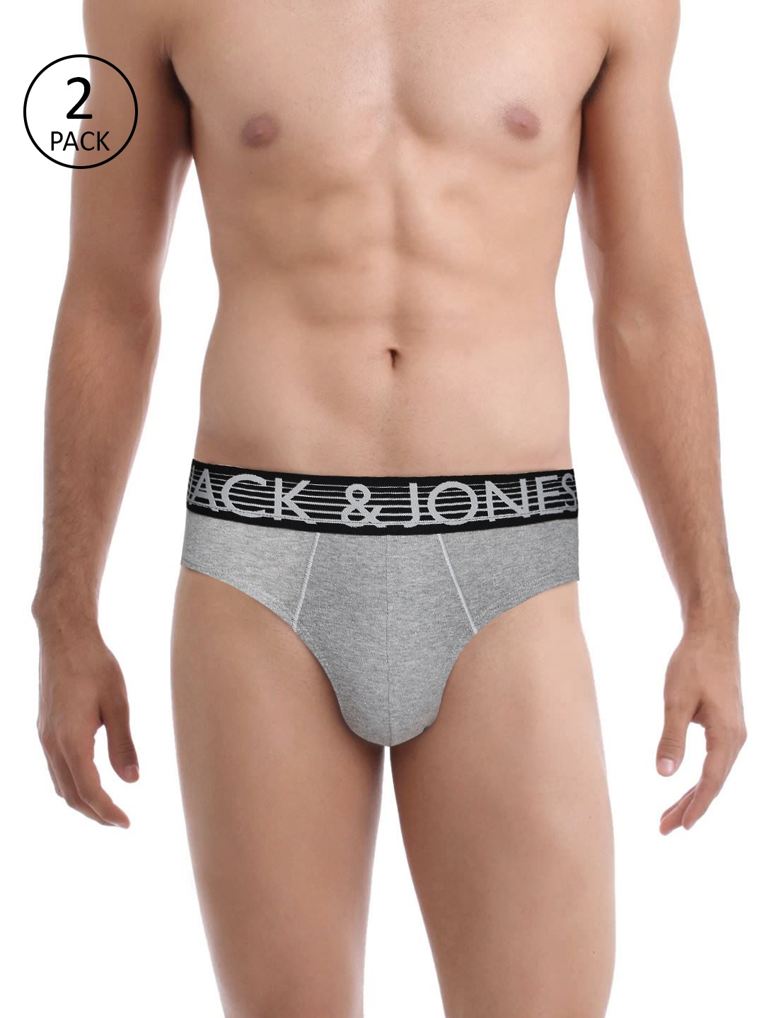 

Jack & Jones Men Pack of 2 LYK Briefs, Grey melange