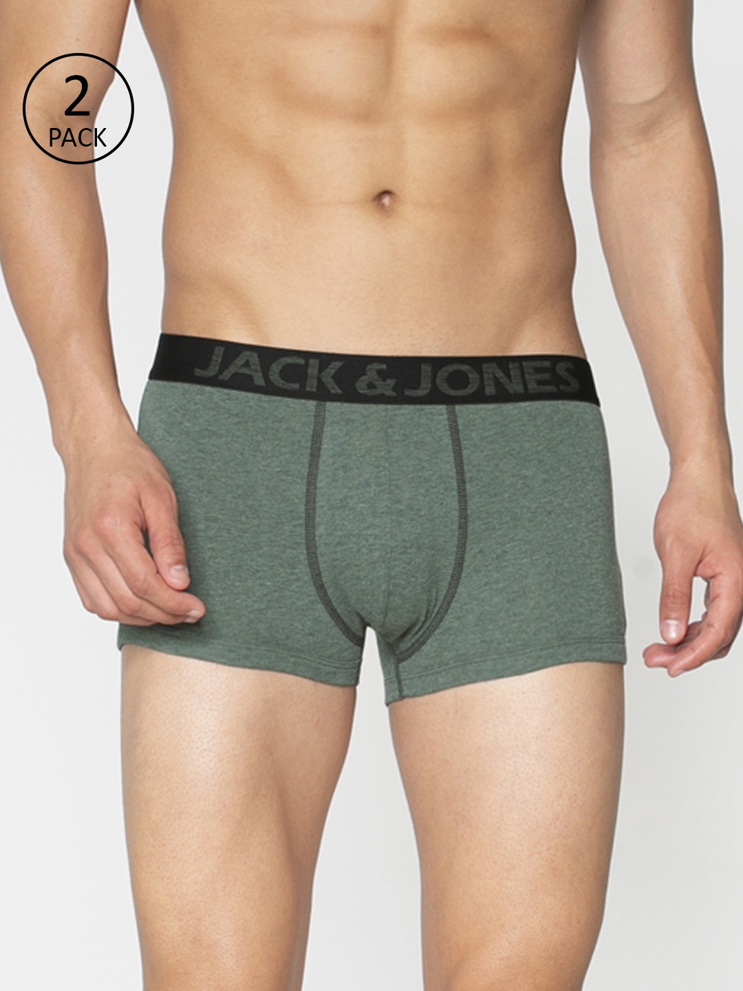 

Jack & Jones Men Pack of 2 Solid Brazilian Trunks, Olive