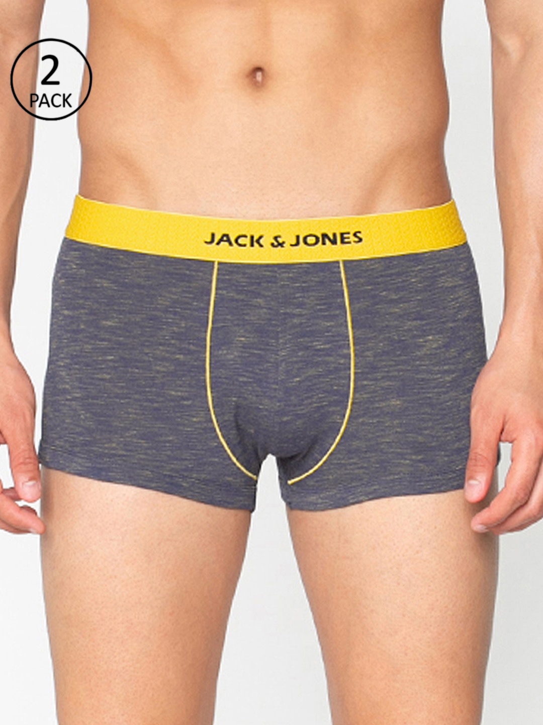

Jack & Jones Men Pack of 2 Solid Navy Blue Melange Solid Brazilian Trunks 8874155-2