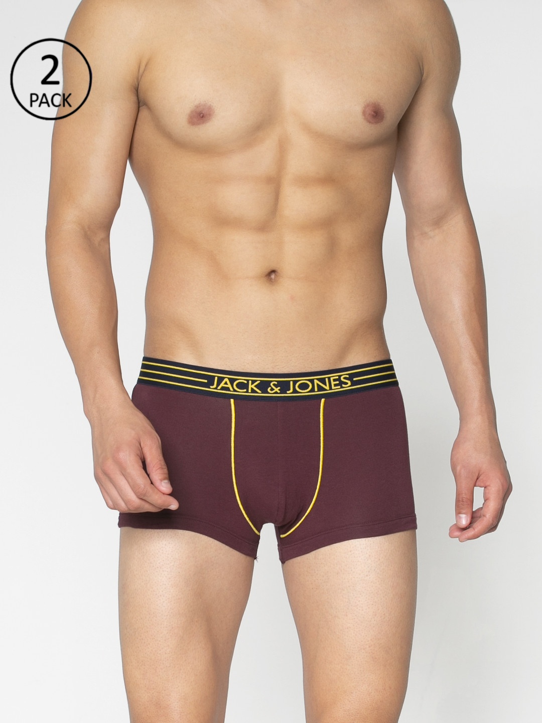 

Jack & Jones Men Pack of 2 Maroon Solid Trunks