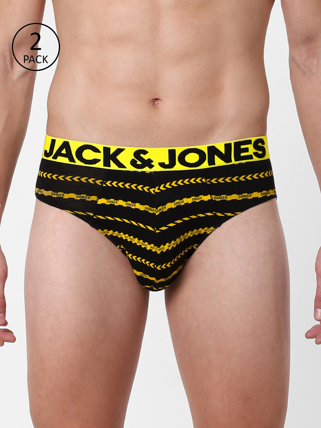 

Jack & Jones Men Pack of 2 Black & Yellow Printed Briefs