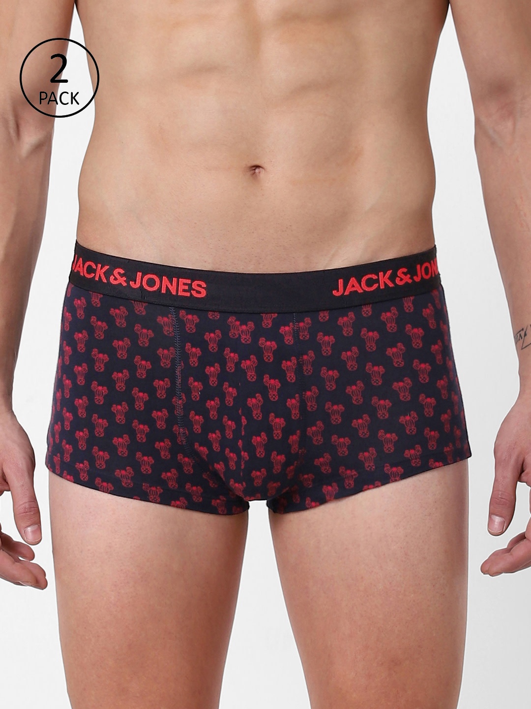 

Jack & Jones Men Pack of 2 Printed Brazilian Trunks, Navy blue