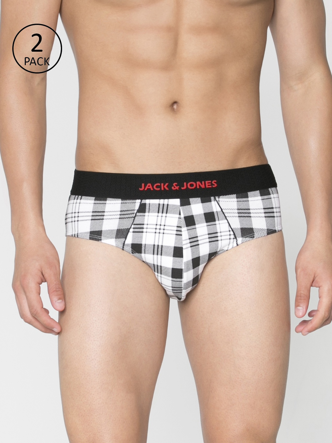 

Jack & Jones Men Pack of 2 Checked Briefs, White