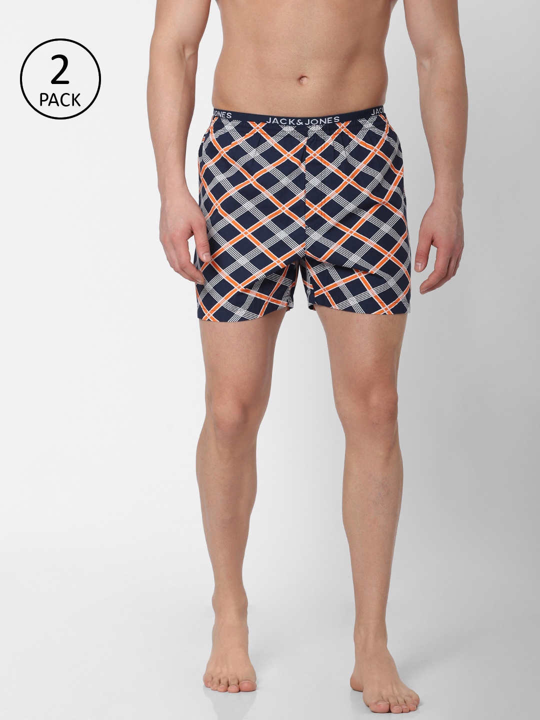 

Jack & Jones Men Pack of 2 Printed Pure Cotton Boxers, Multi