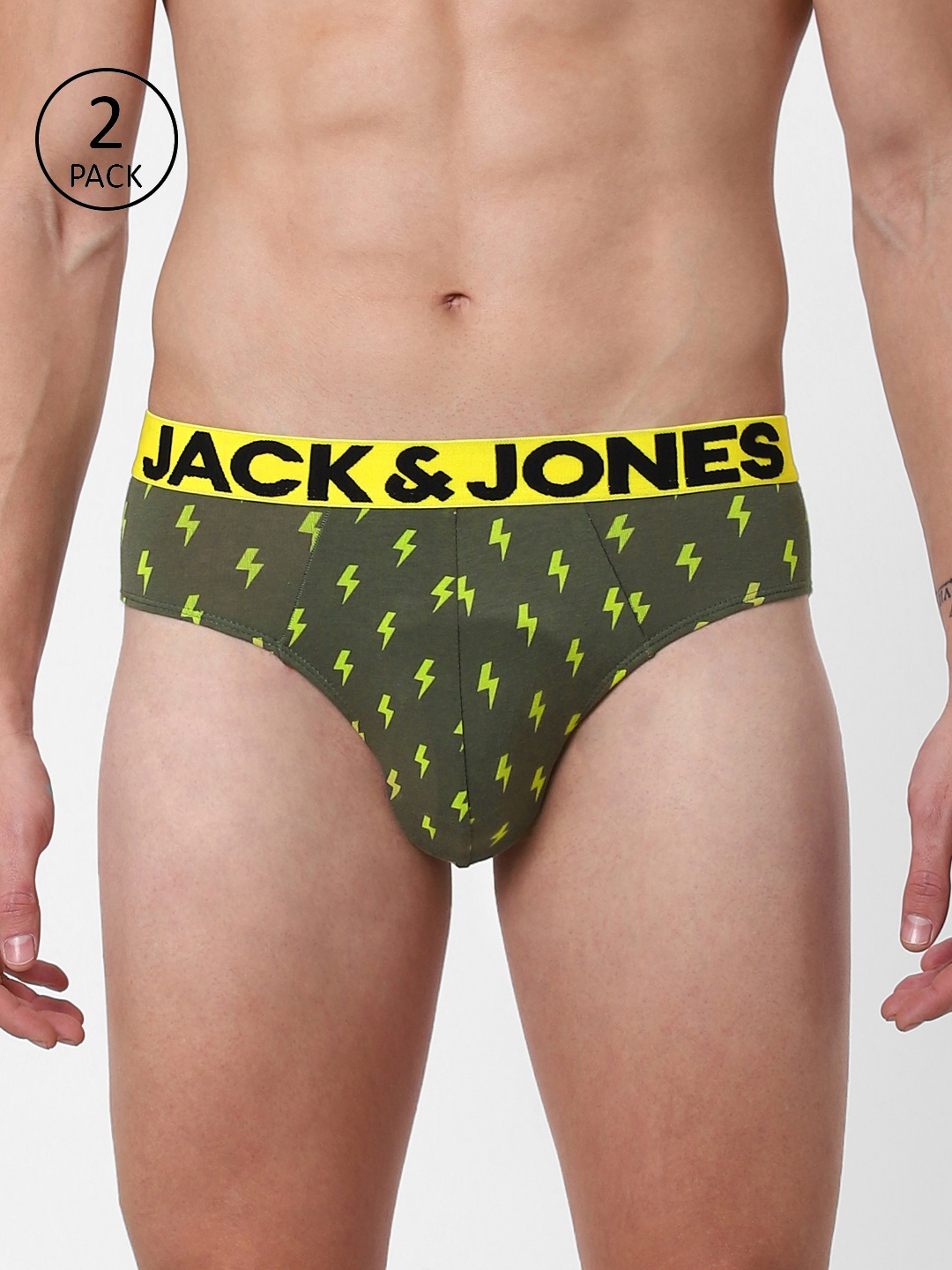 

Jack & Jones Men Pack of 2 Printed Briefs, Green