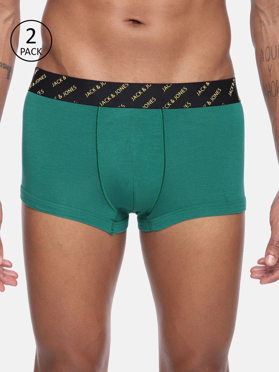

Jack & Jones Men Pack of 2 Teal Green Solid Royal Trunks