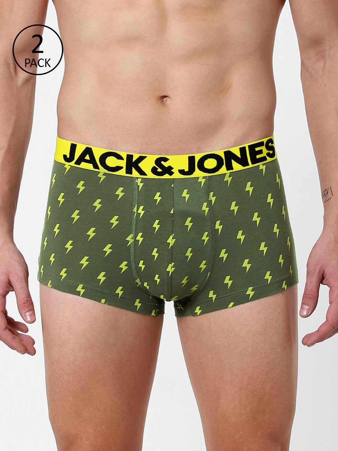 

Jack & Jones Men Green Printed Brazilian Trunks