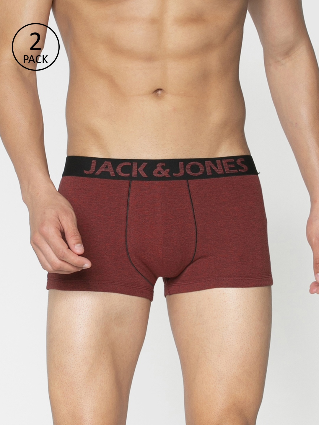 

Jack & Jones Men Pack Of 2 Maroon Solid Brazilian Trunk