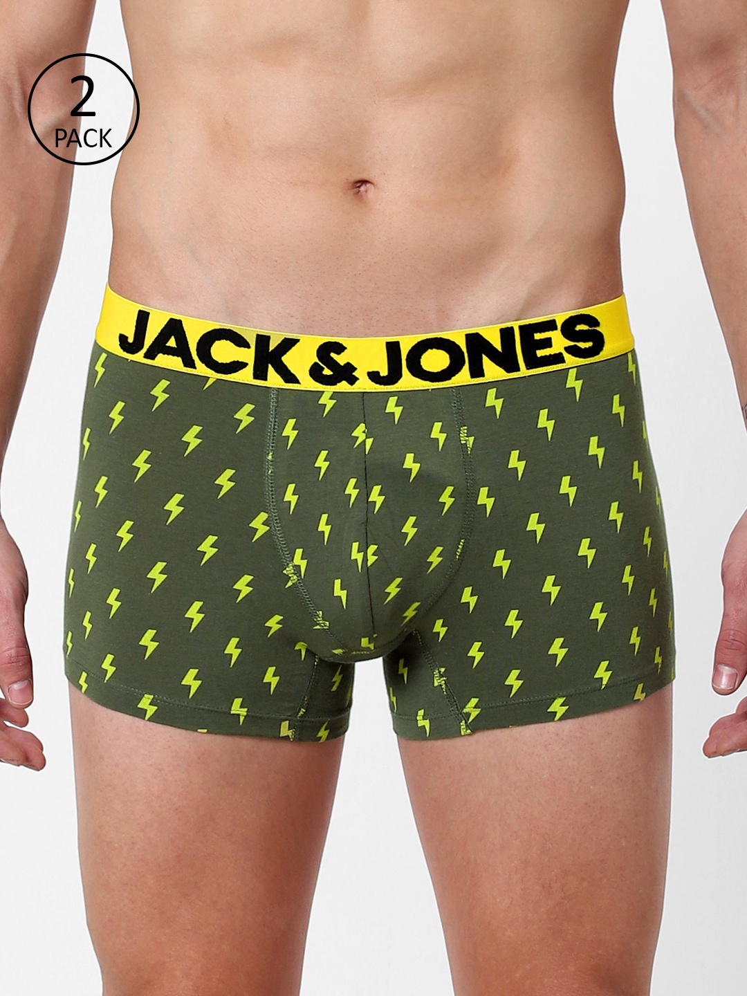 

Jack & Jones Men Pack of 2 Green Printed Trunks 11264224