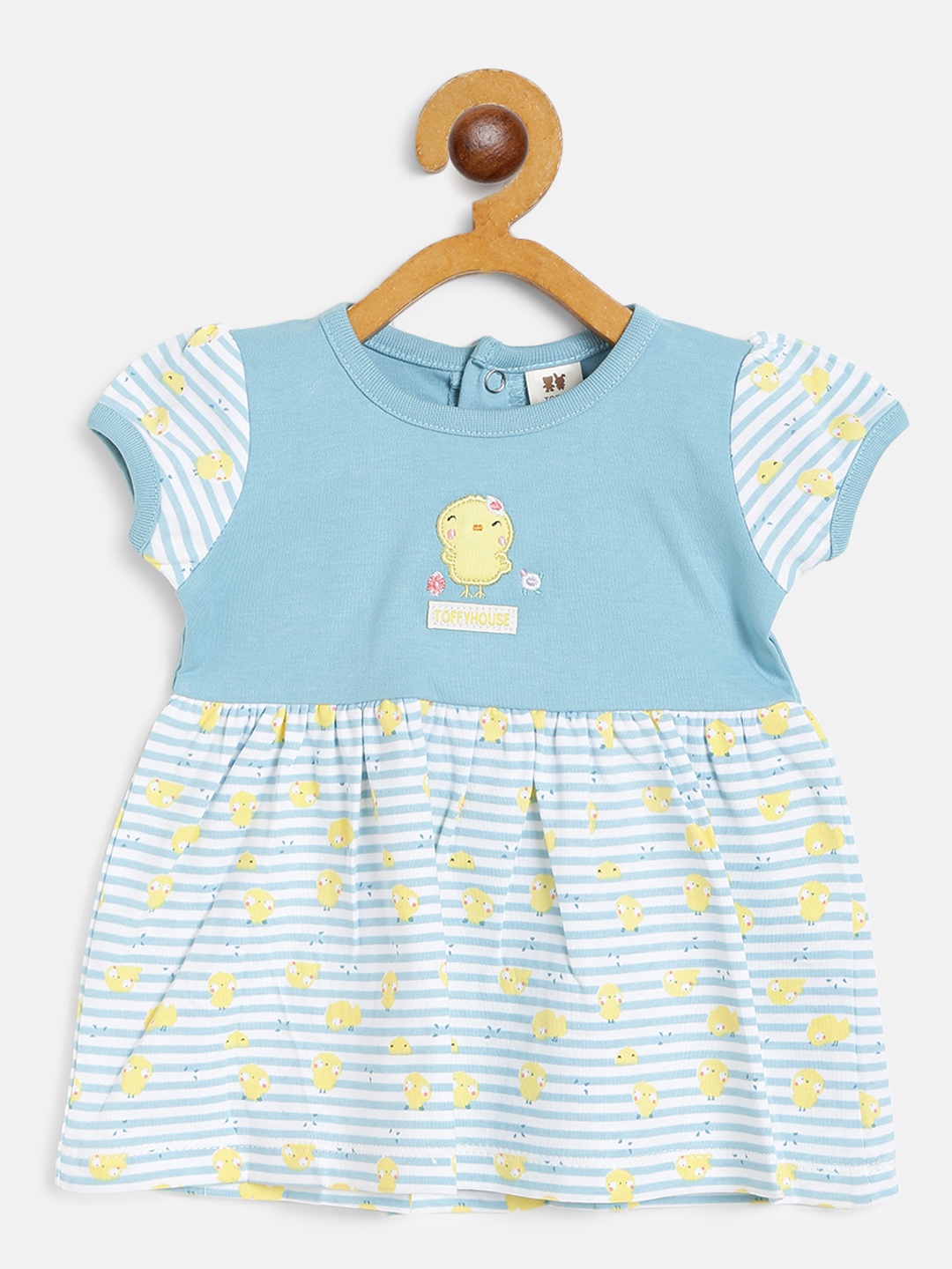 

TOFFY HOUSE Girls Blue Striped Empire Dress