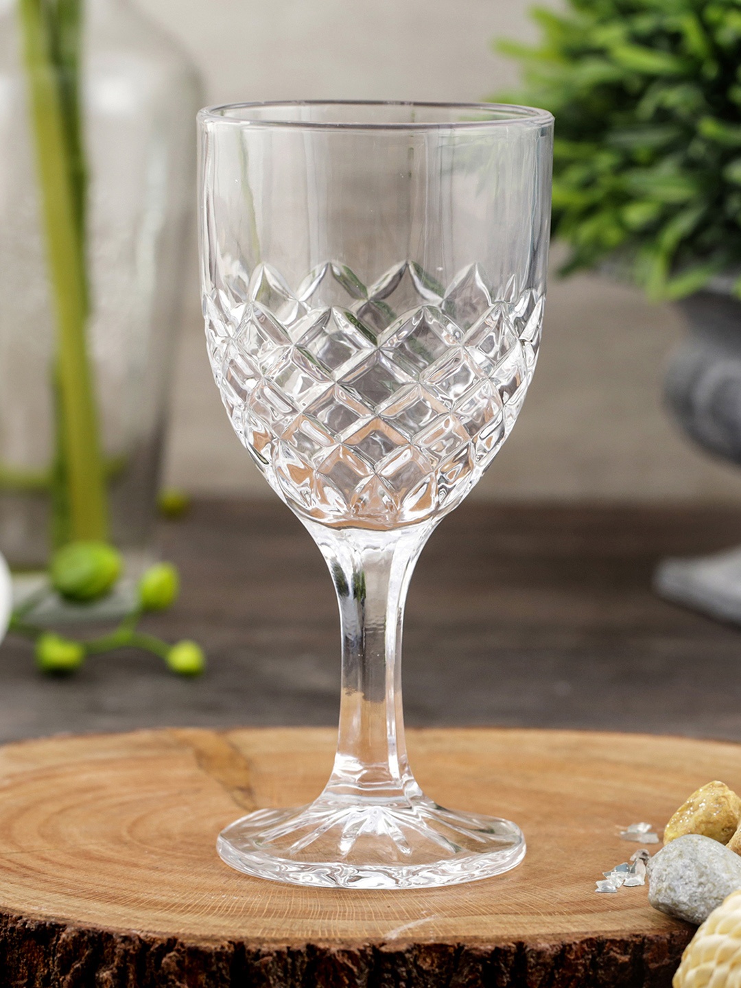 

Pure Home and Living Set Of 6 Transparent Textured Glass Goblets