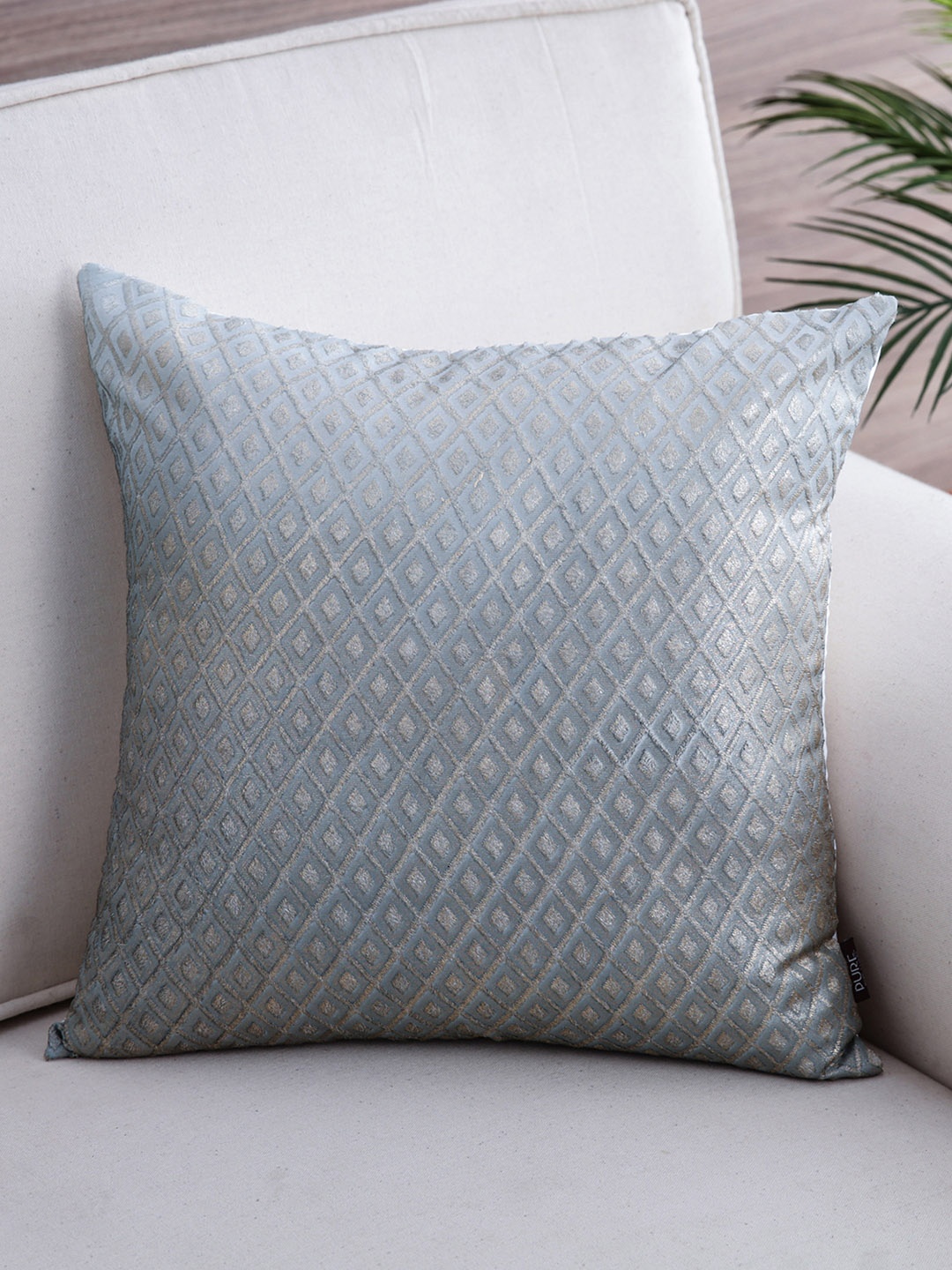 

Pure Home and Living Blue Single Embroidered Square Cushion Cover