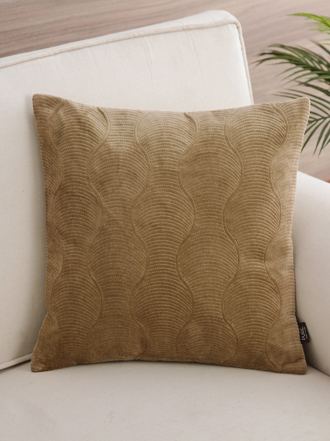 

Pure Home and Living Beige Single Solid Square Cushion Cover