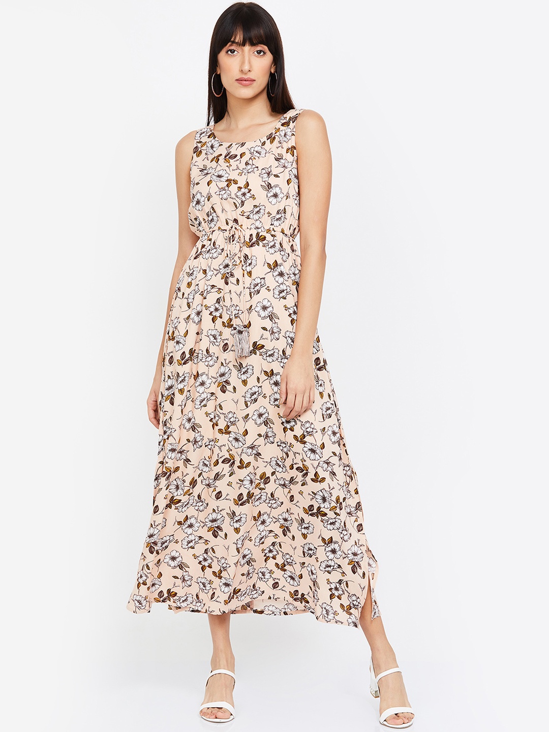 

CODE by Lifestyle Women Peach-Coloured Printed Fit and Flare Dress