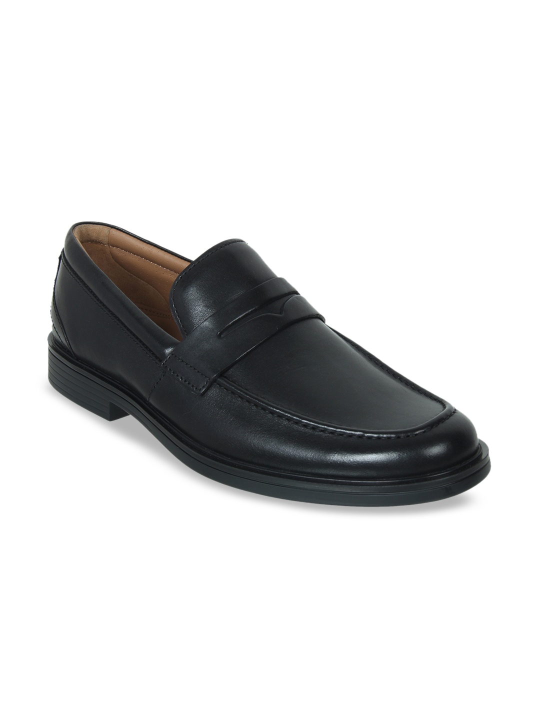 

Clarks Men Black Slip-On Leather Formal Loafers