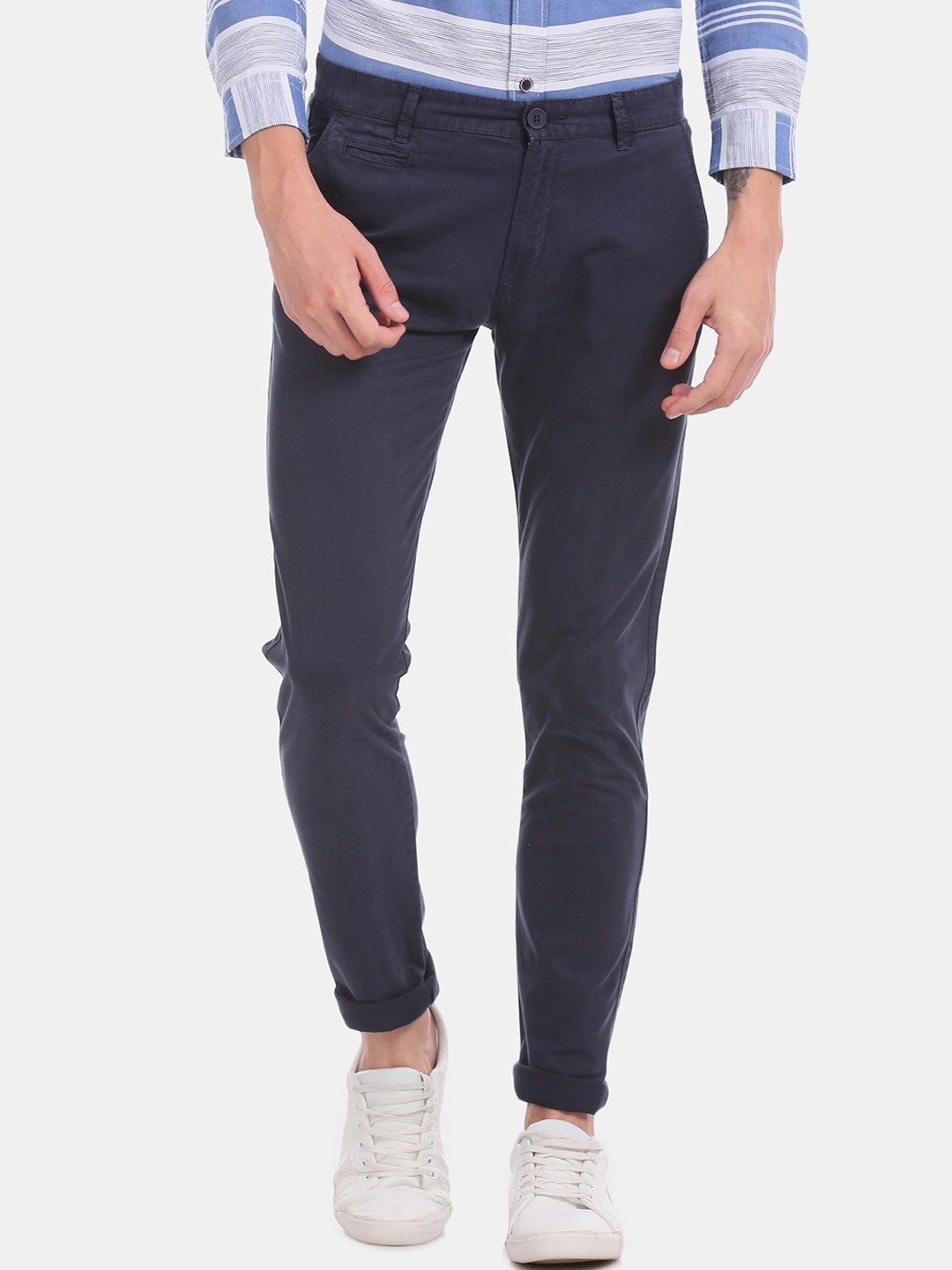 

Aeropostale Men Blue Slim Fit Solid Regular Trousers