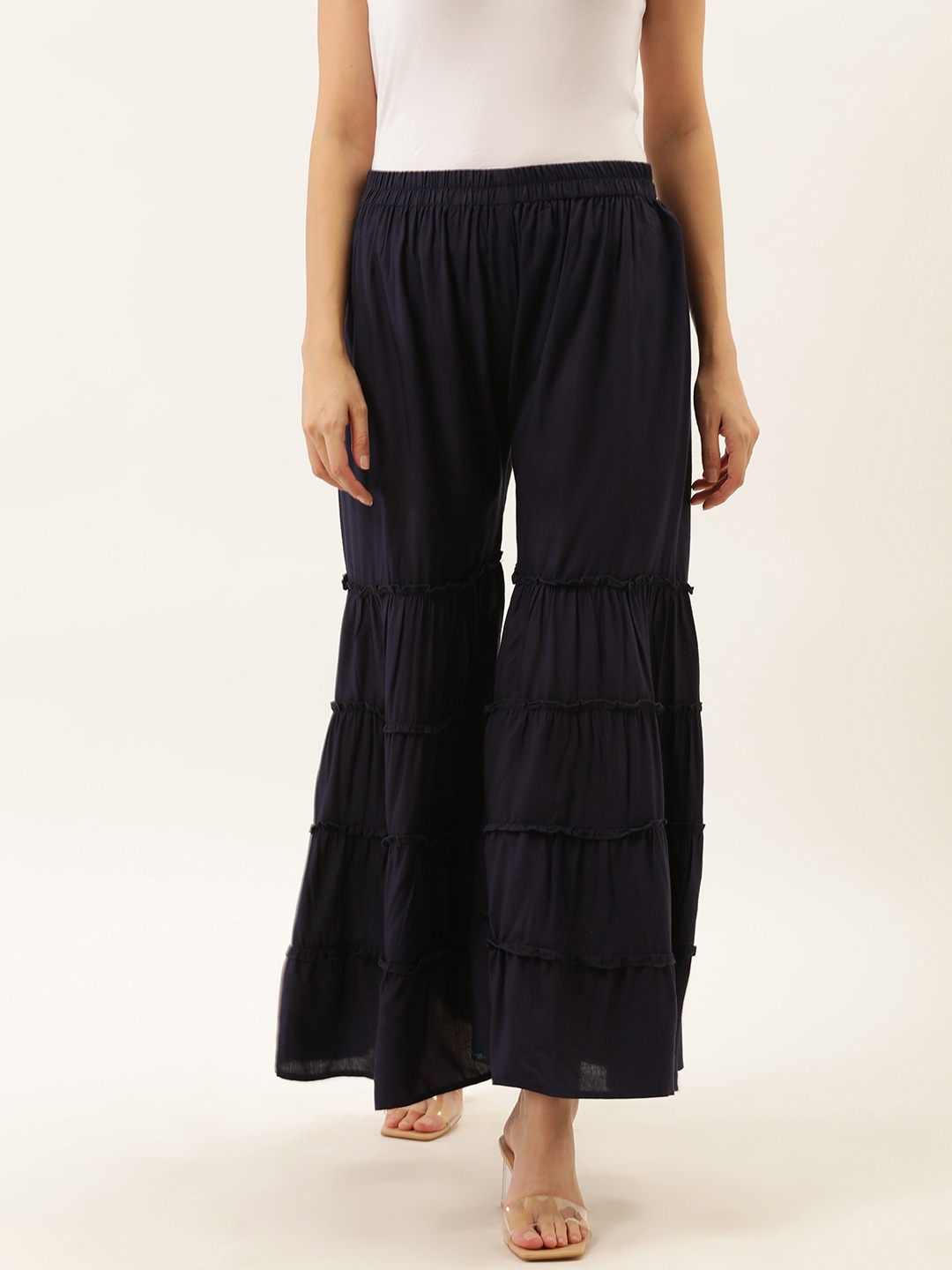

Darzi Women Navy Blue Solid Sharara