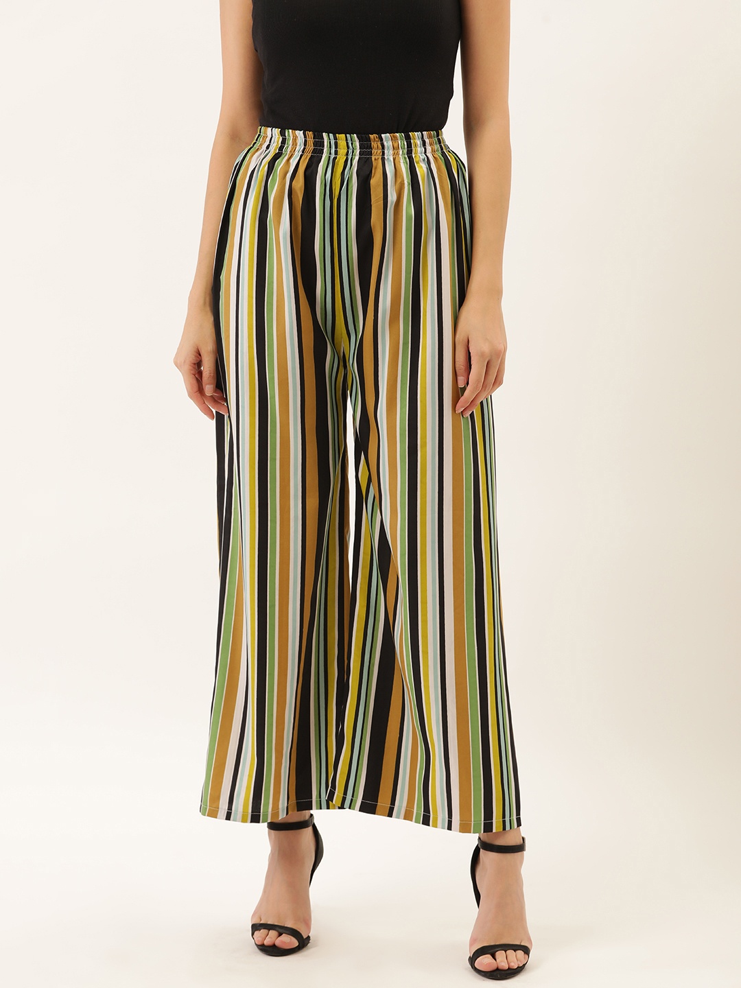 

Darzi Women Multicoloured Striped Wide Leg Palazzos, Multi