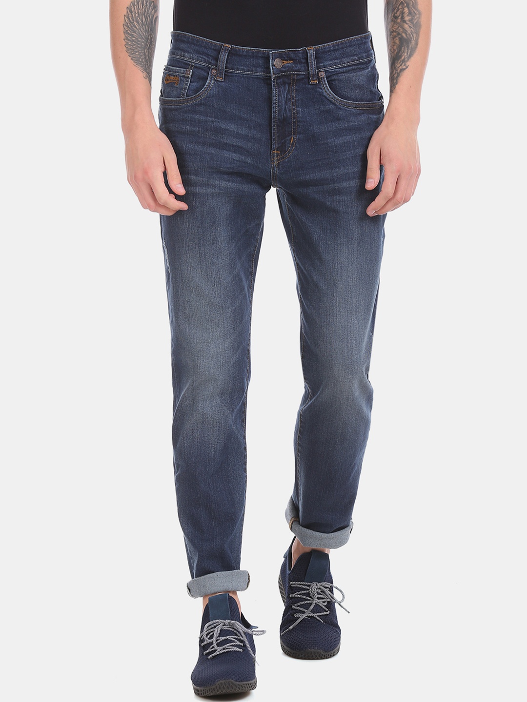 

Aeropostale Men Navy Blue Skinny Fit Mid-Rise Clean Look Stretchable Jeans