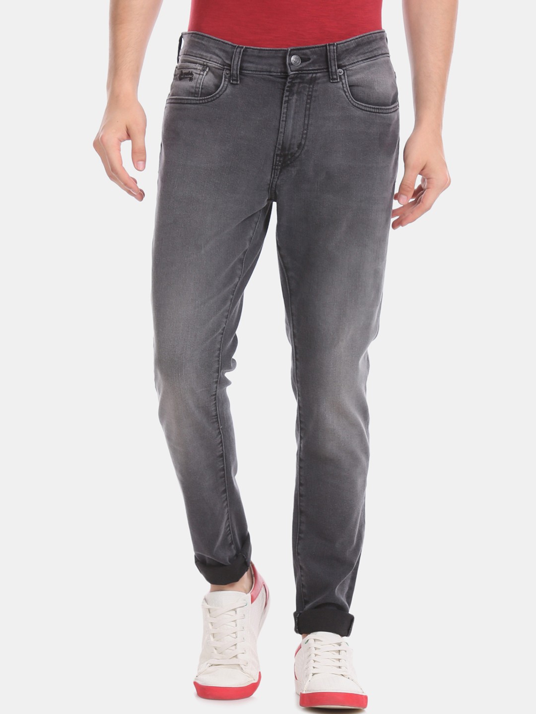 

Aeropostale Men Grey Skinny Fit Mid-Rise Clean Look Stretchable Jeans