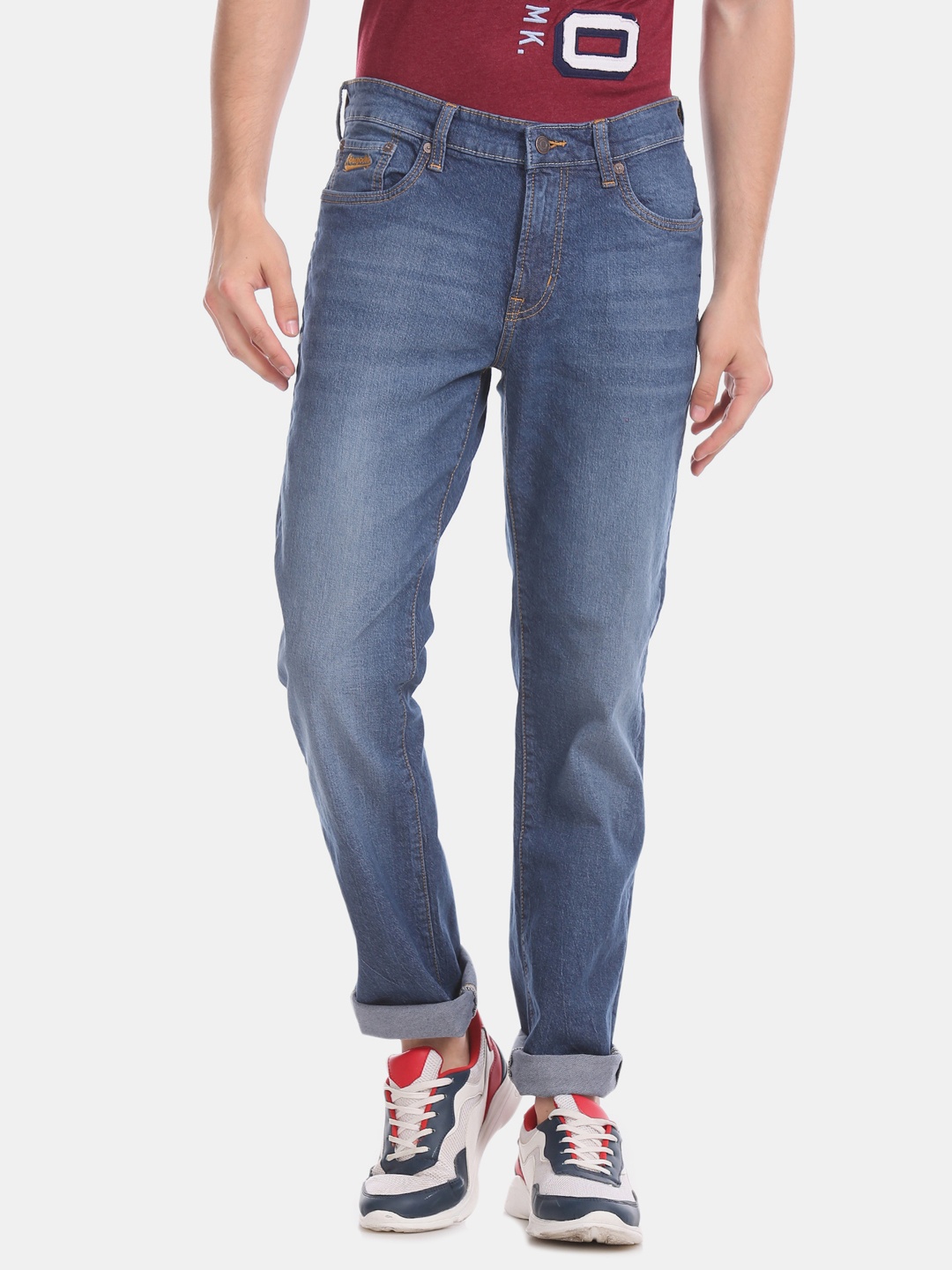 

Aeropostale Men Blue Regular Fit Mid-Rise Clean Look Stretchable Jeans