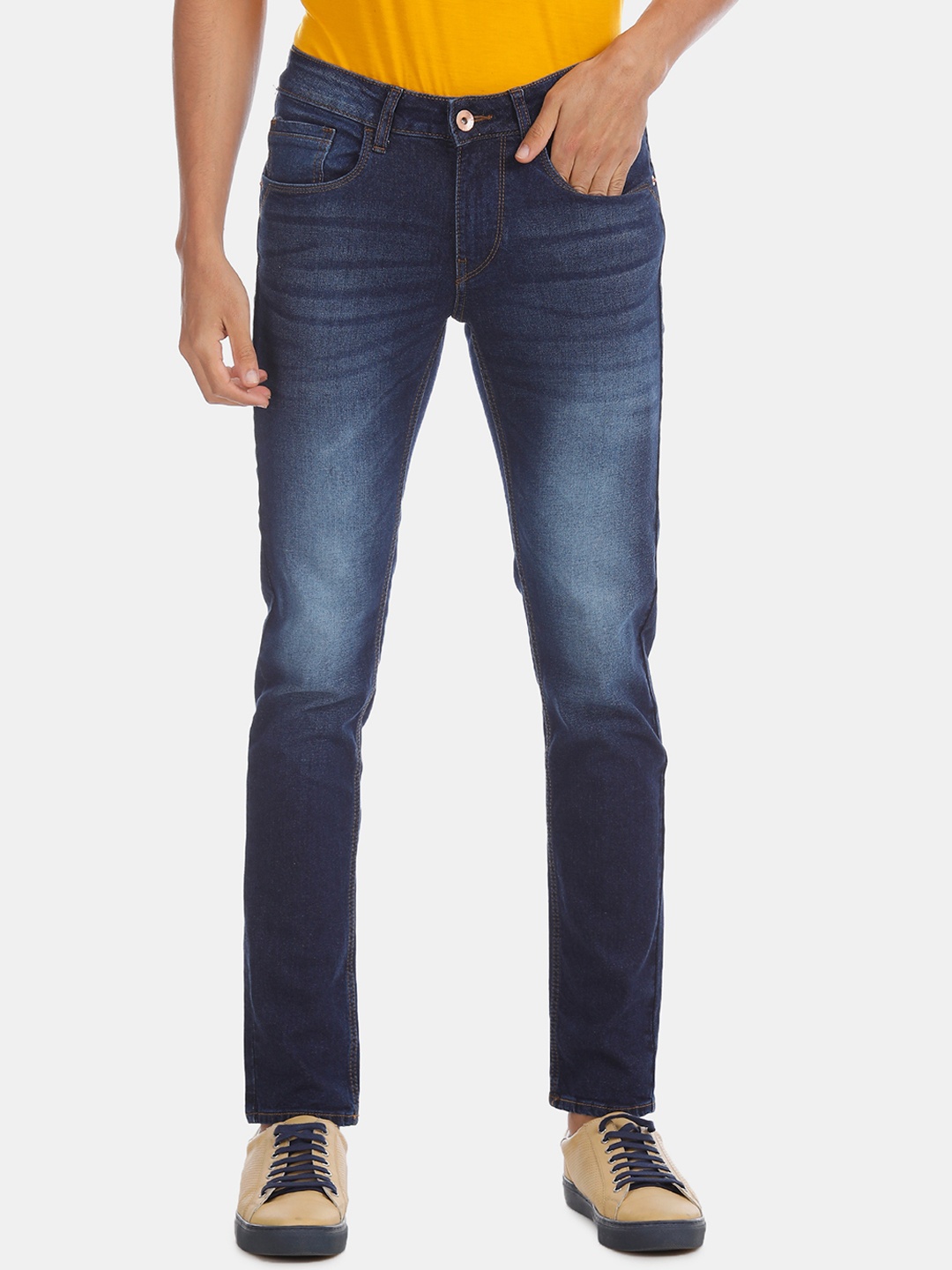 

Flying Machine Men Blue Skinny Fit Low-Rise Clean Look Stretchable Jeans