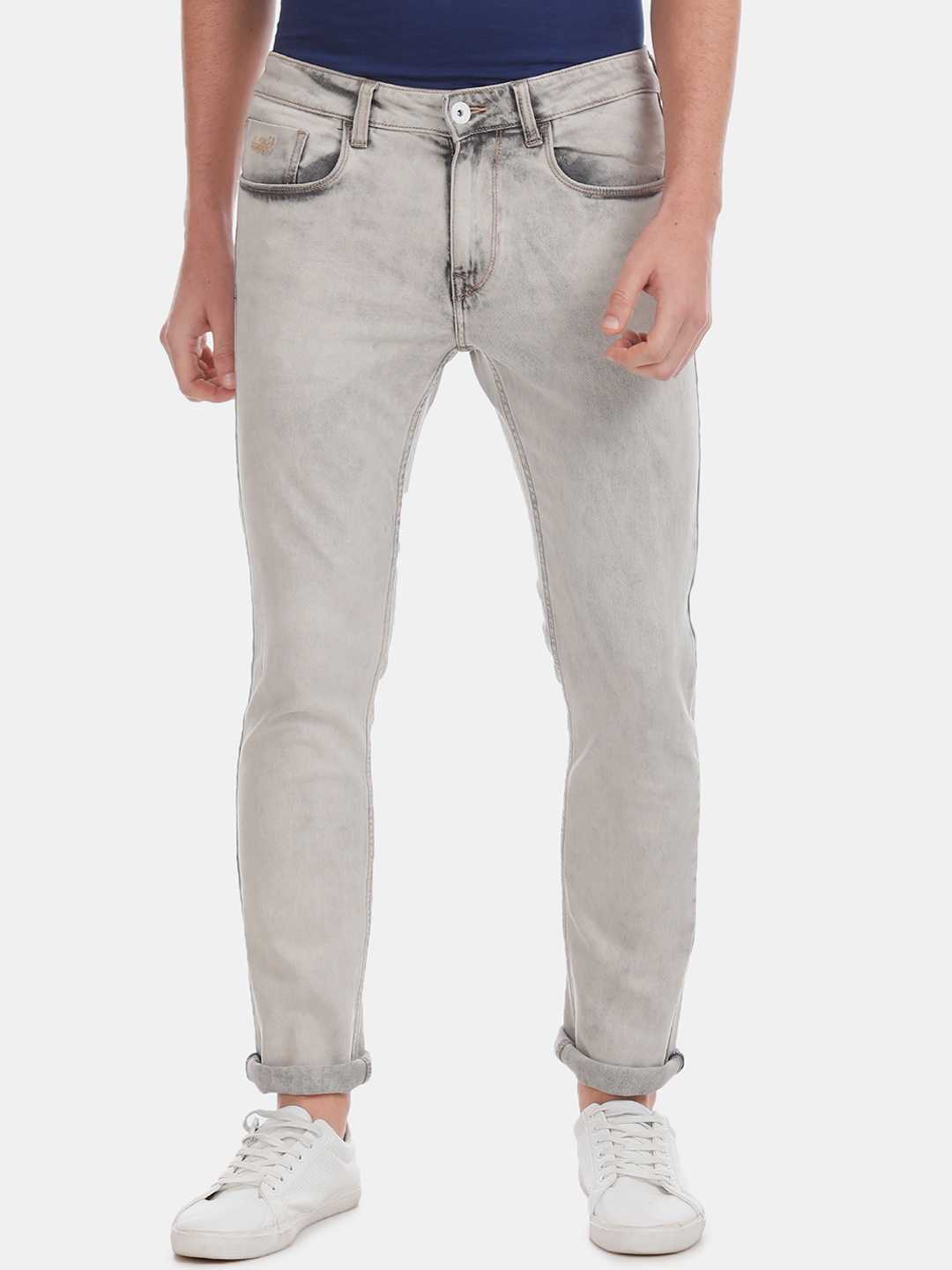 

Flying Machine Men Grey Tapered Fit Low-Rise Clean Look Stretchable Jeans