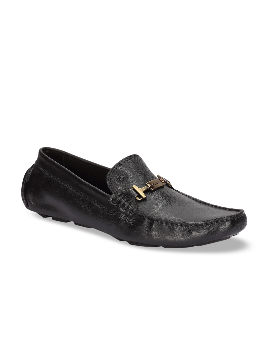 

Ruosh Men Black Leather Driving Shoes