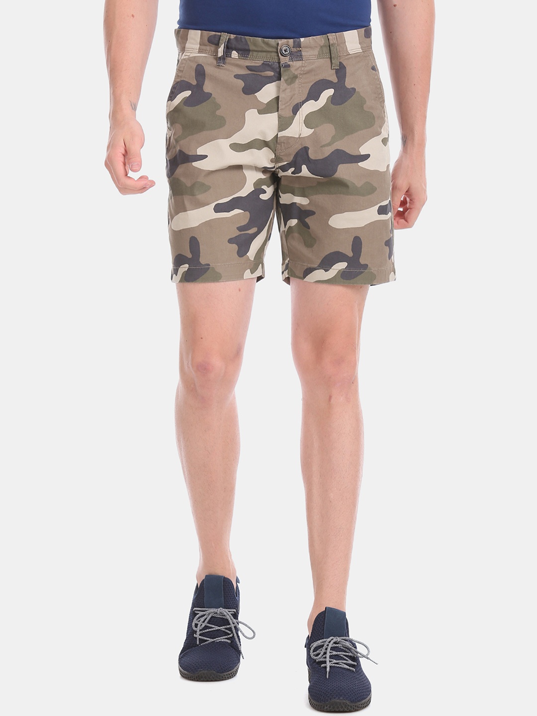 

Aeropostale Men Beige Camouflage Printed Regular Shorts
