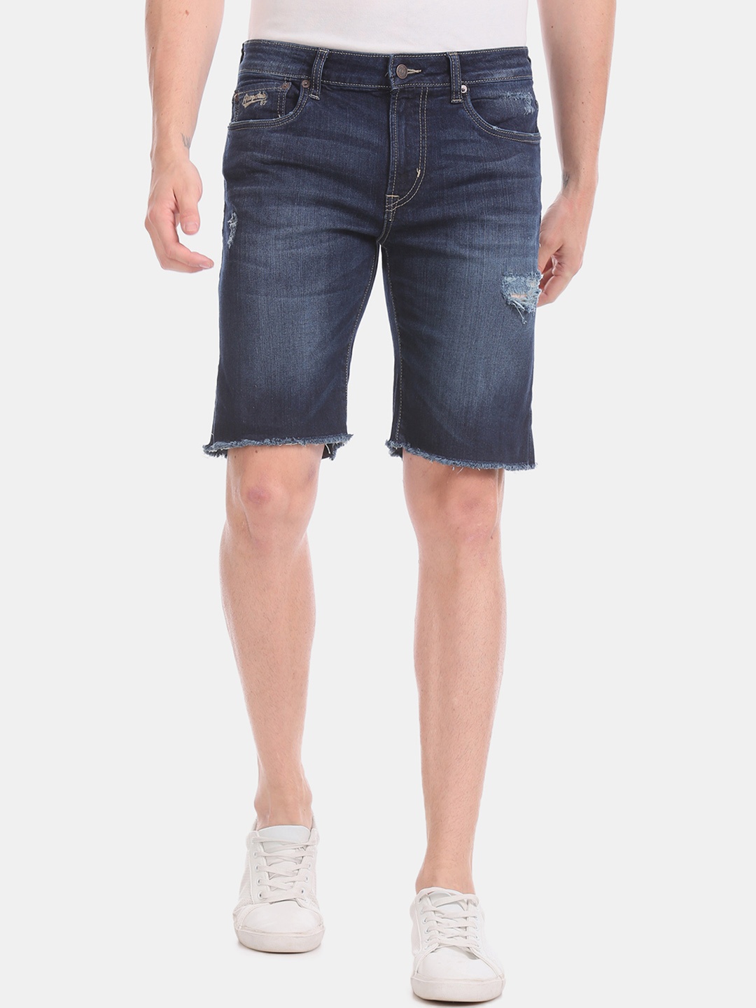 

Aeropostale Men Blue Washed Slim Fit Denim Shorts