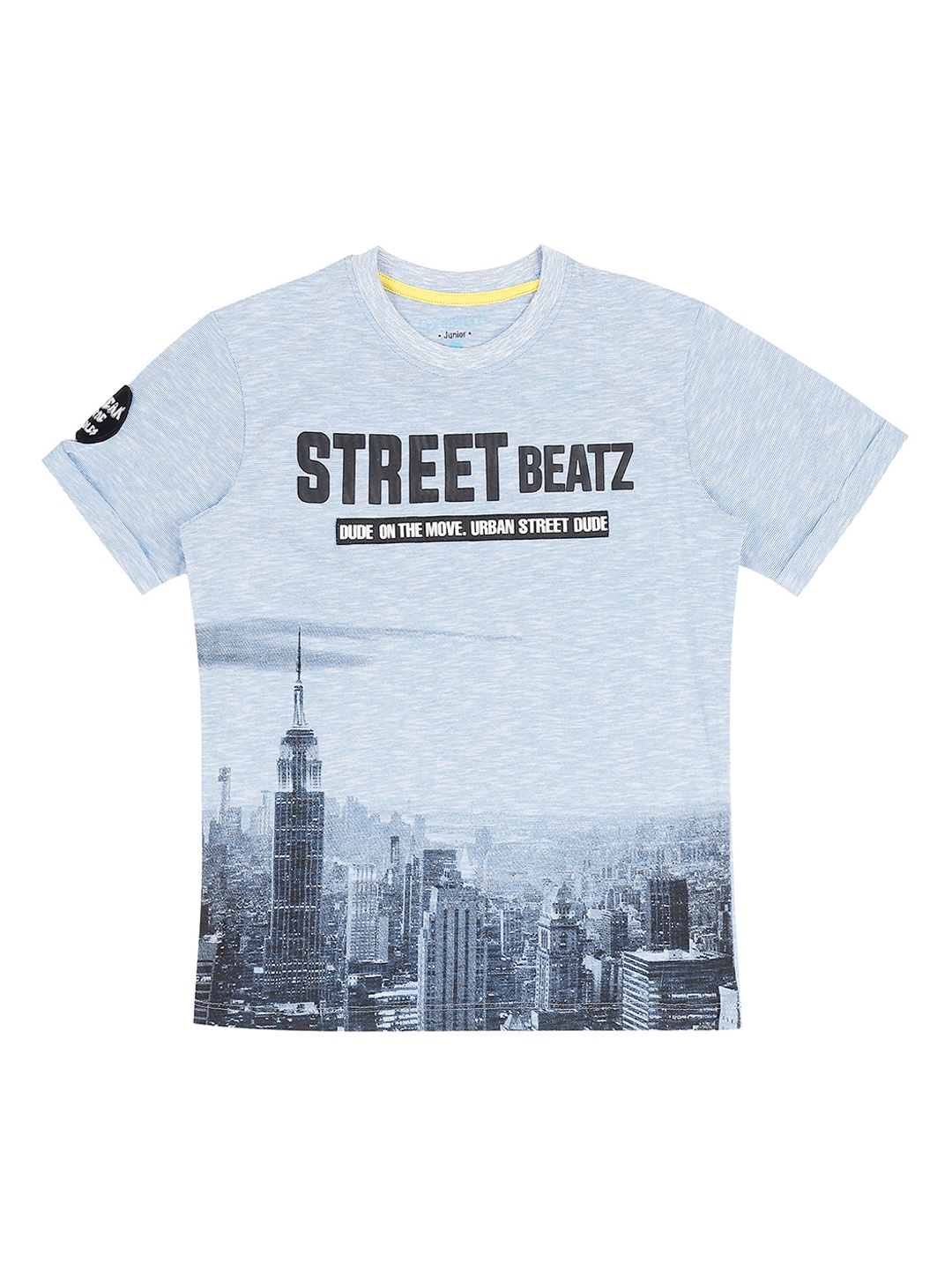 

Pantaloons Junior Boys Blue Printed Round Neck Pure Cotton T-shirt